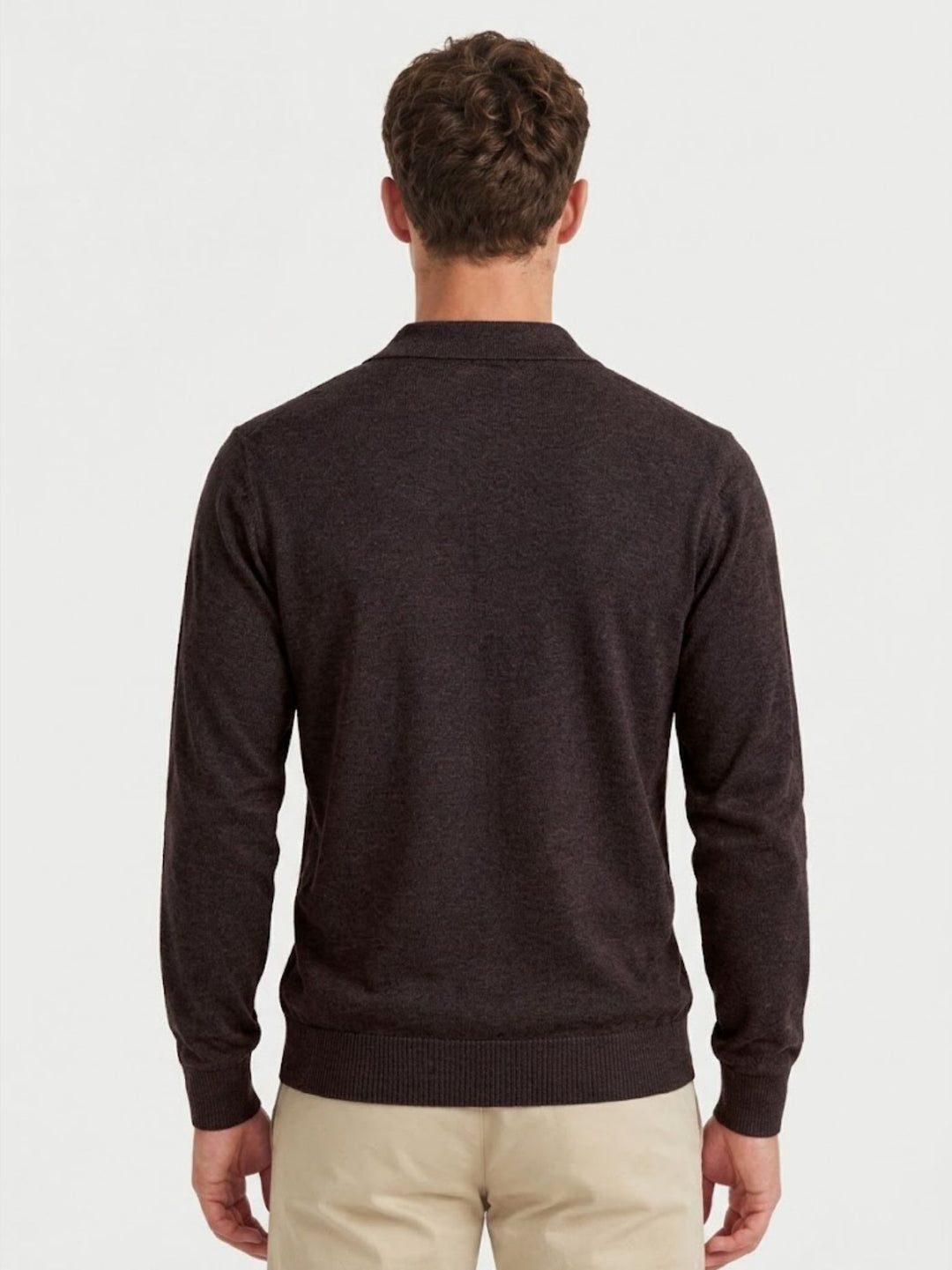 Maglia polo in lana merino 100% extrafine moro 0009 33 FIESOLI DANIELE 