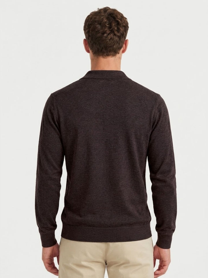Maglia polo in lana merino 100% extrafine moro 0009 33 FIESOLI DANIELE 