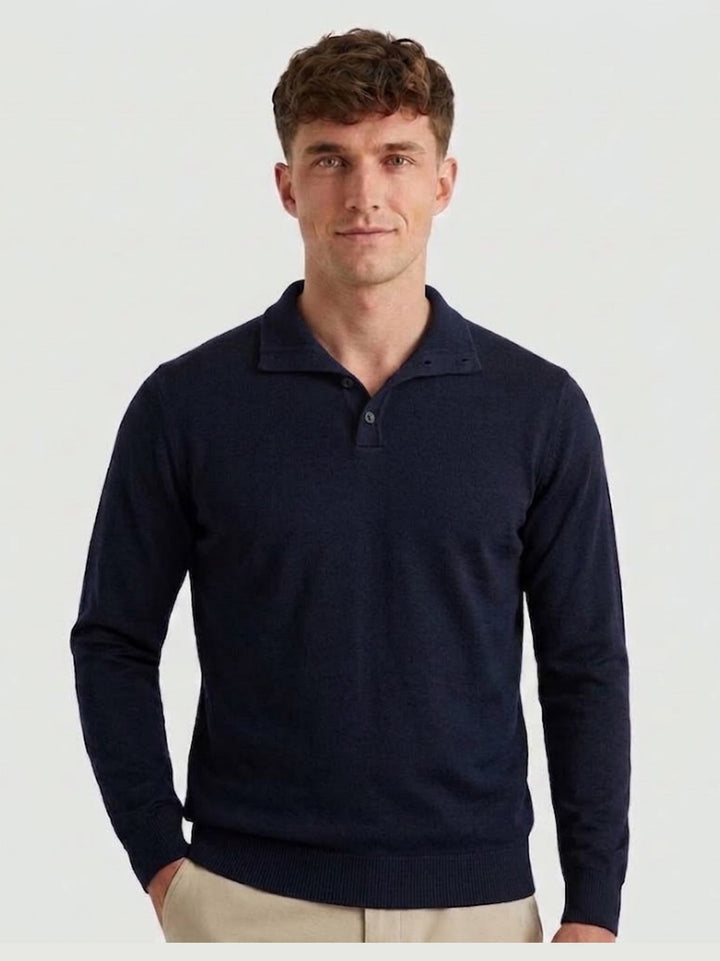 Maglia scollo polo in lana merino extrafine navy 0013 24 FIESOLI DANIELE 