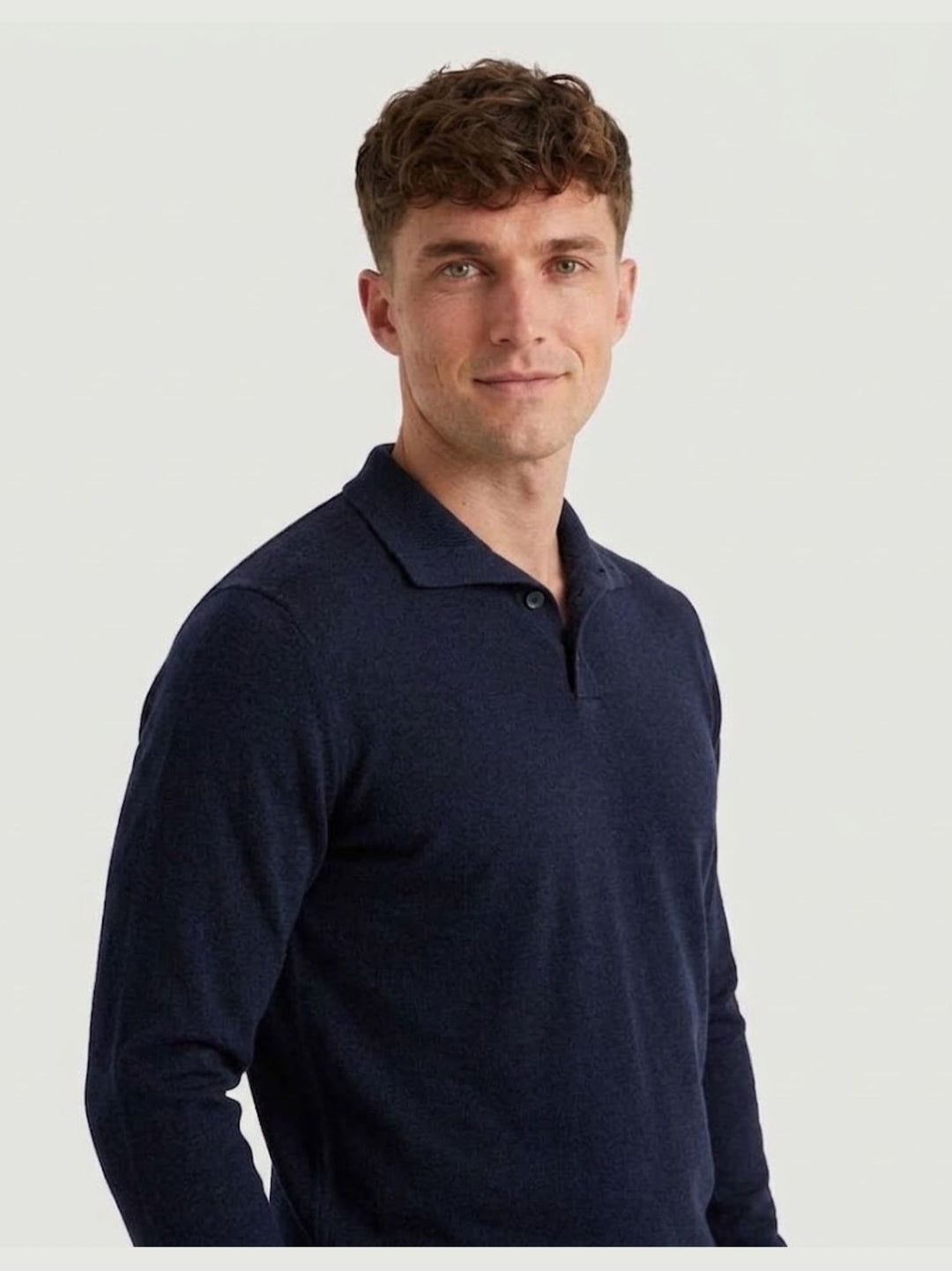 Maglia scollo polo in lana merino extrafine navy 0013 24 FIESOLI DANIELE 