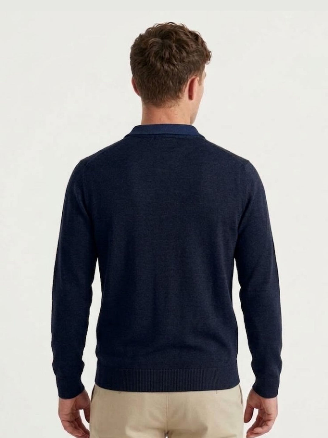 Maglia scollo polo in lana merino extrafine navy 0013 24 FIESOLI DANIELE 