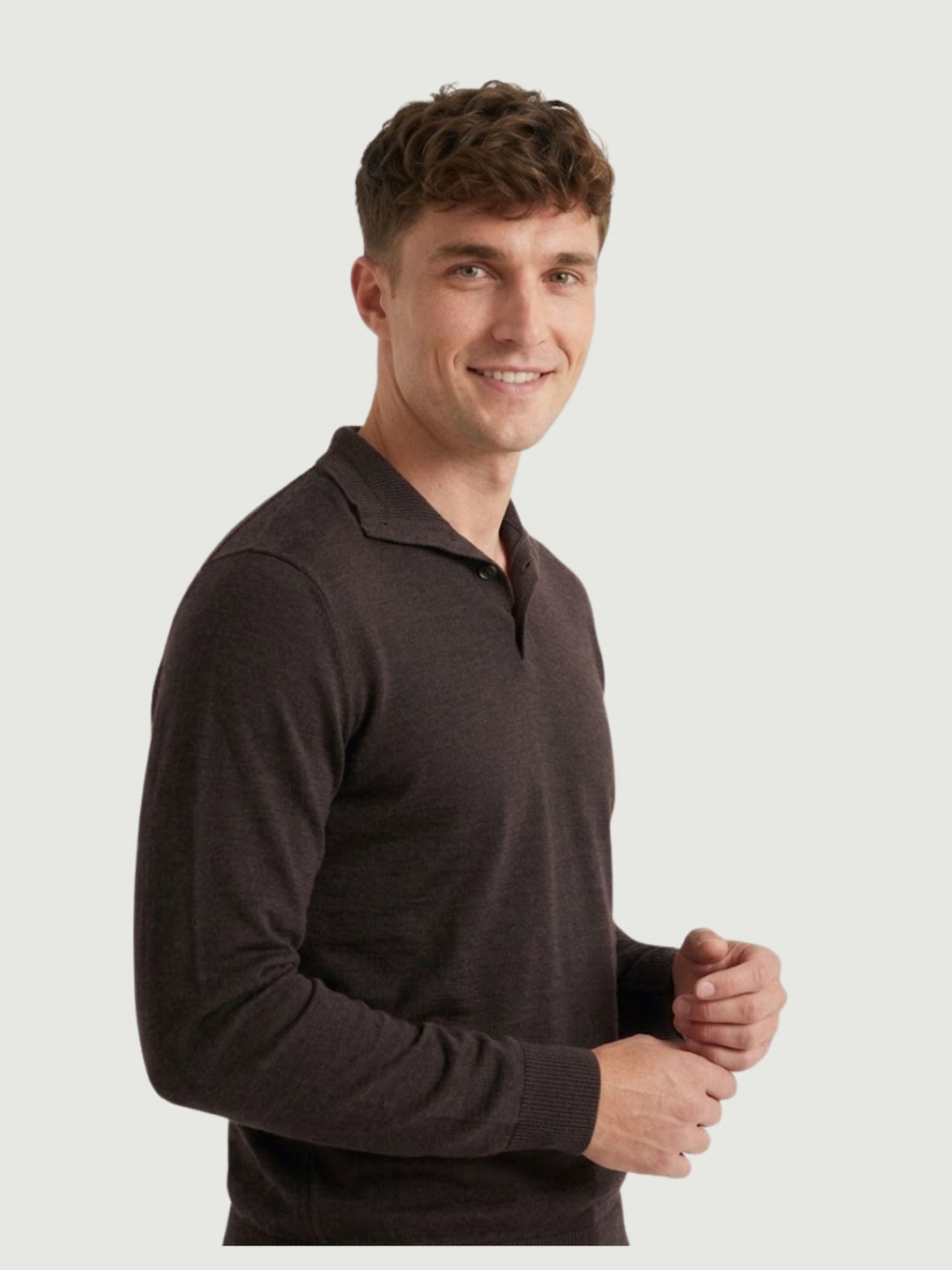 Maglia scollo polo in lana merino extrafine moro 0013 33 FIESOLI DANIELE 
