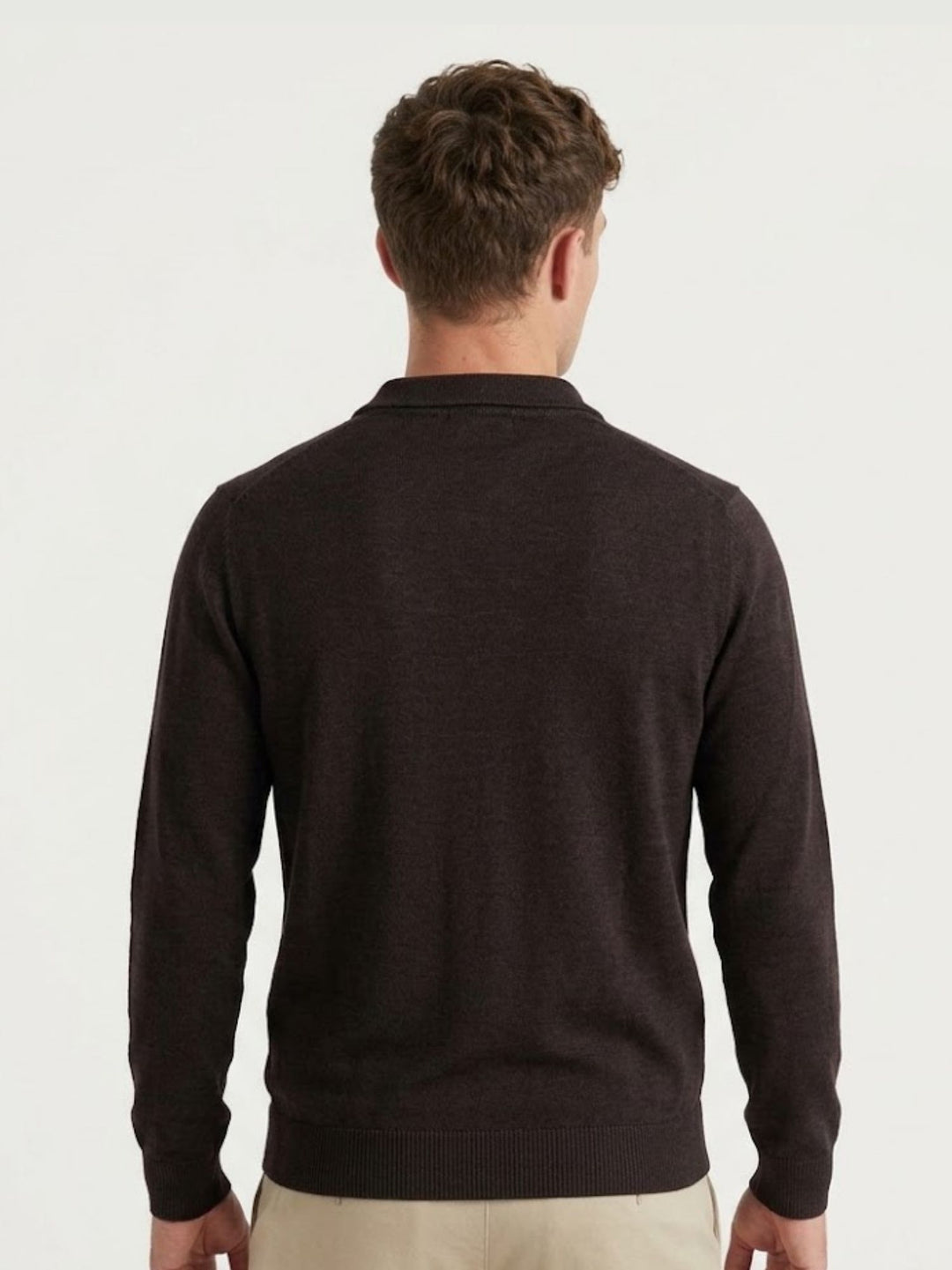 Maglia scollo polo in lana merino extrafine moro 0013 33 FIESOLI DANIELE 