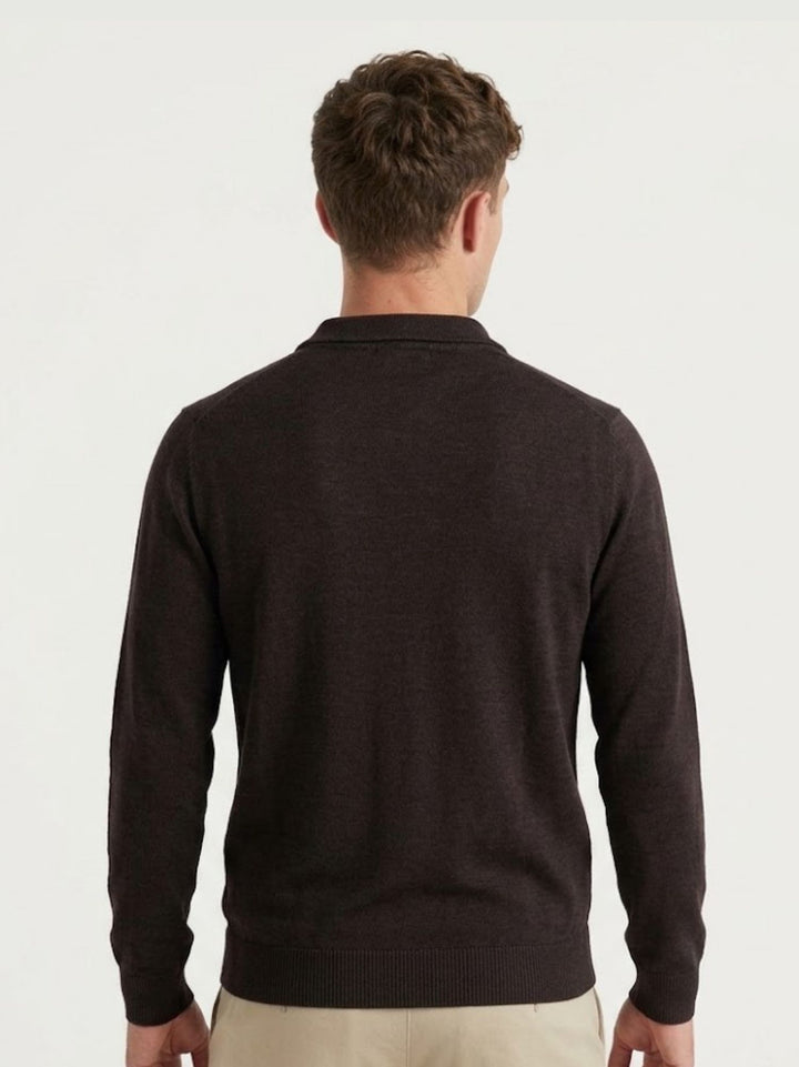 Maglia scollo polo in lana merino extrafine moro 0013 33 FIESOLI DANIELE 