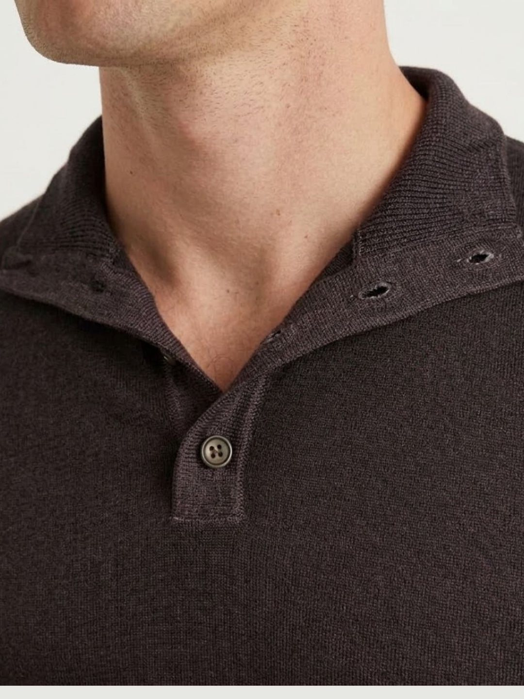 Maglia scollo polo in lana merino extrafine moro 0013 33 FIESOLI DANIELE 