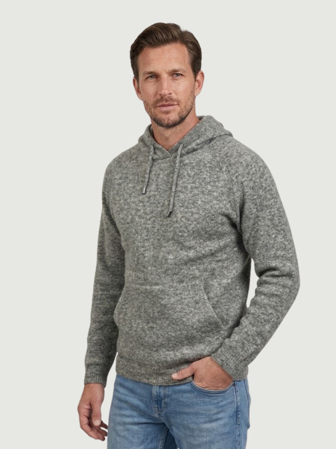 Maglione con cappuccio in lana merino grigio 0095 09 FIESOLI DANIELE 