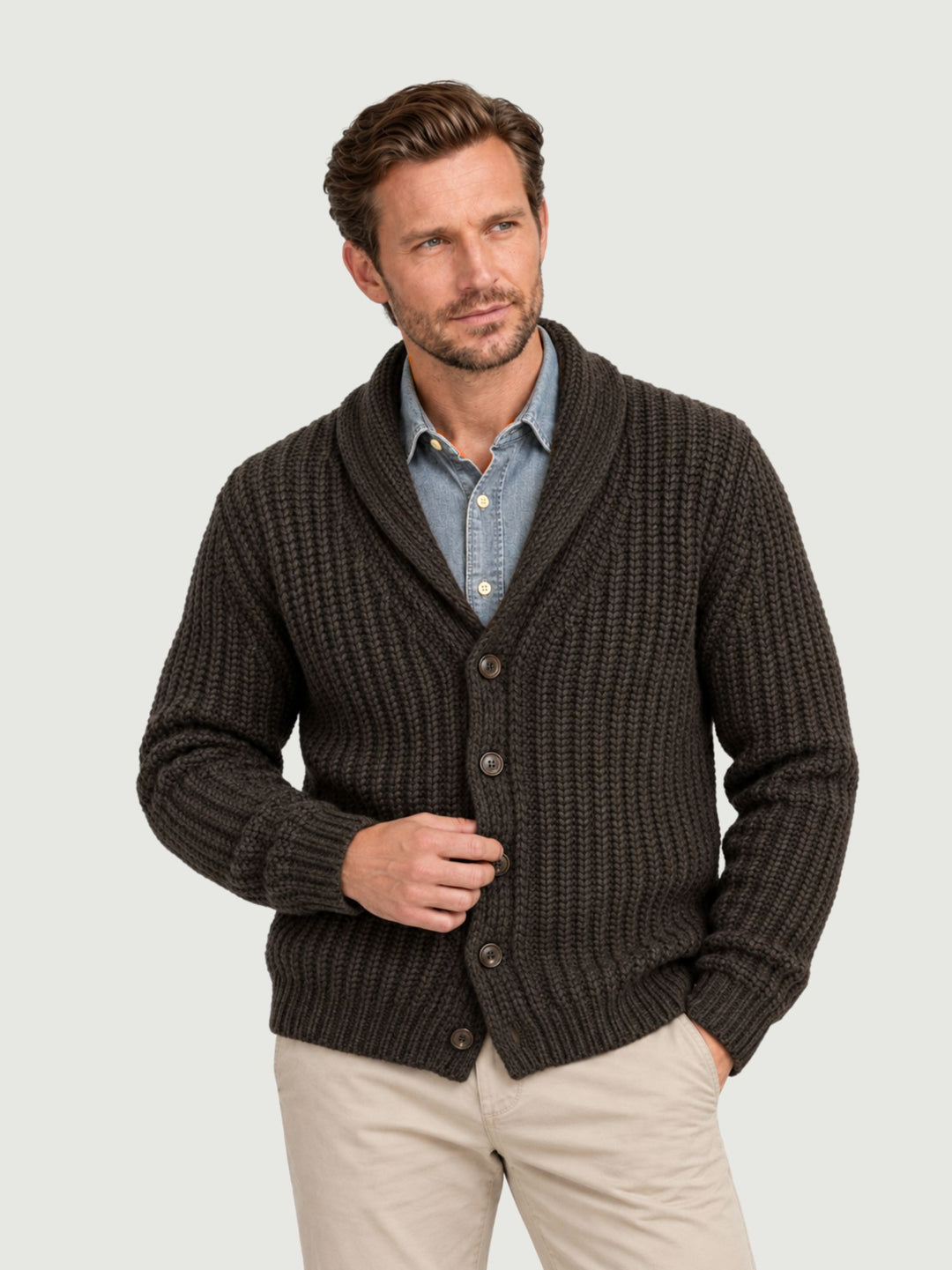 Cardigan in lana merino moro 0242 33 FIESOLI DANIELE 