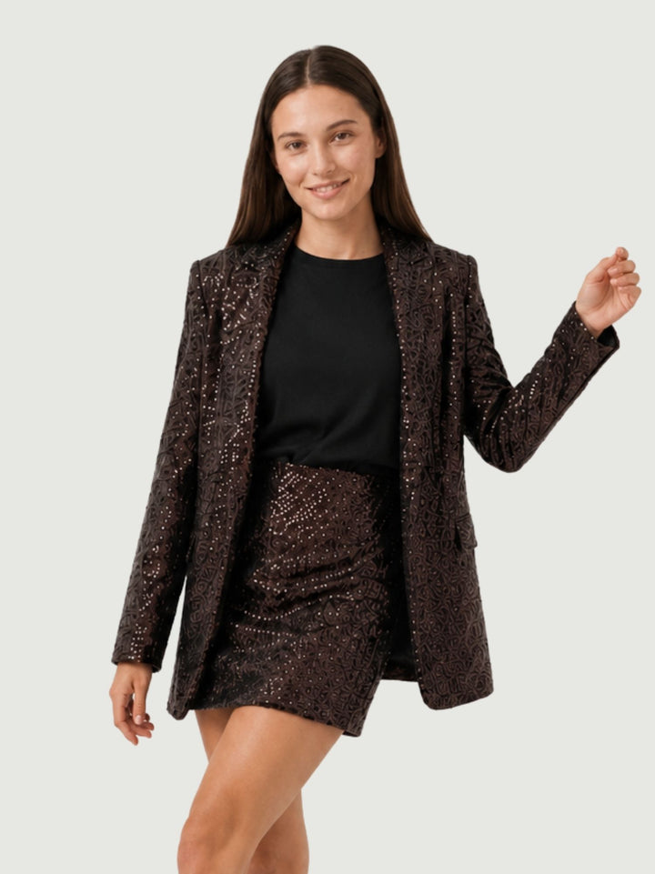 Blazer con paillettes caffè 1437L3/4336 CAFFE ANDREA MORANDO 
