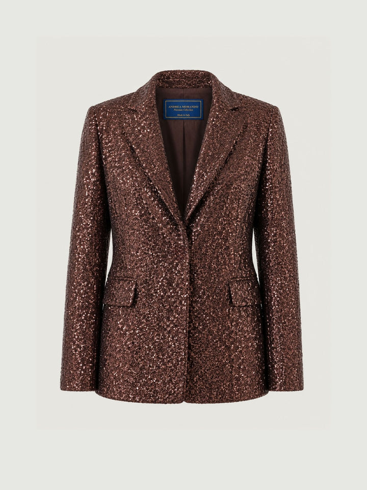 Blazer con paillettes caffè 1437L3/4336 CAFFE ANDREA MORANDO 