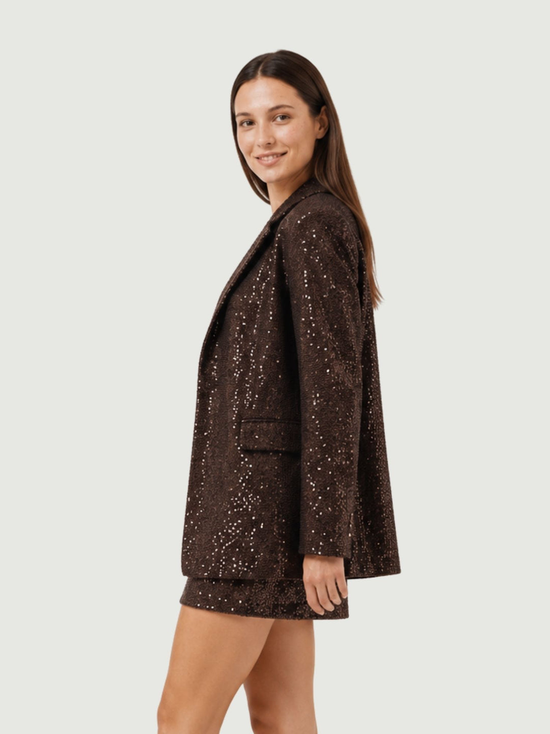 Blazer con paillettes caffè 1437L3/4336 CAFFE ANDREA MORANDO 