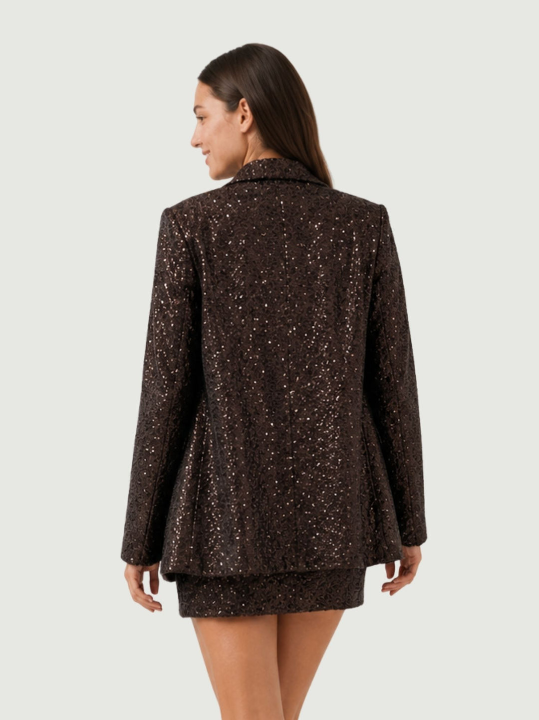 Blazer con paillettes caffè 1437L3/4336 CAFFE ANDREA MORANDO 