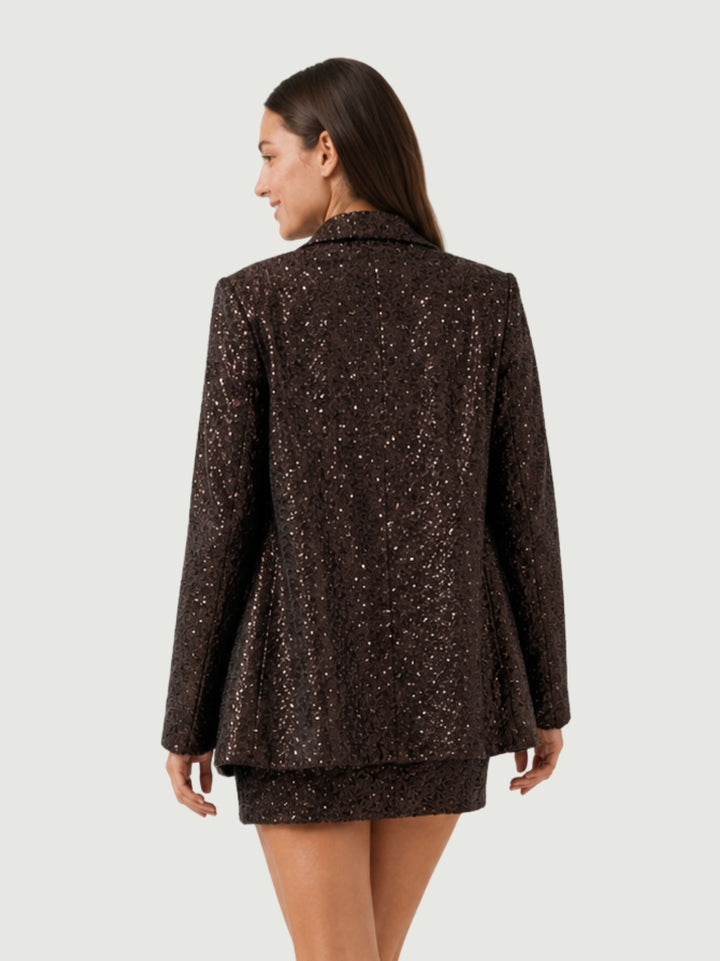 Blazer con paillettes caffè 1437L3/4336 CAFFE ANDREA MORANDO 