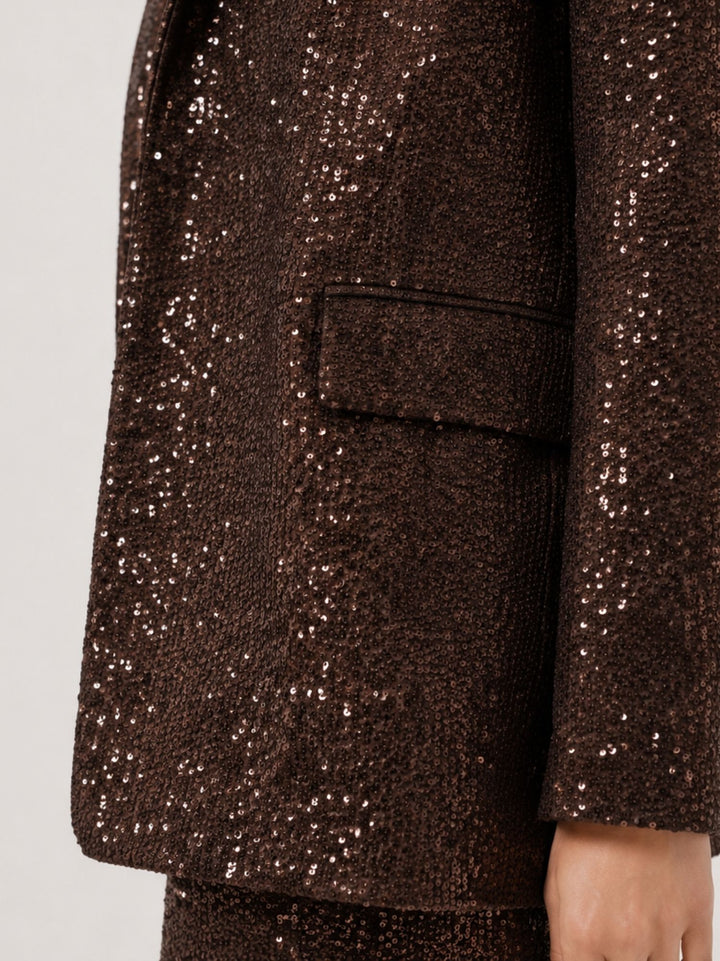 Blazer con paillettes caffè 1437L3/4336 CAFFE ANDREA MORANDO 