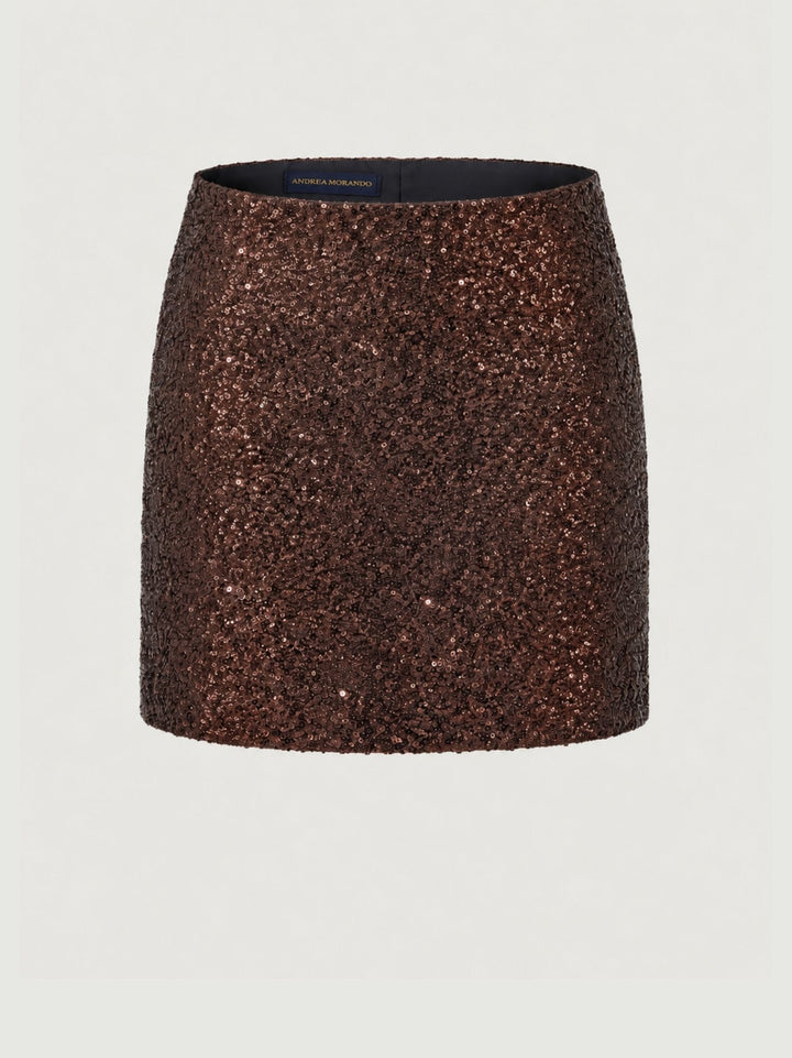Minigonna a fascia con paillettes caffè 2268F2/4336 CAFFE ANDREA MORANDO 