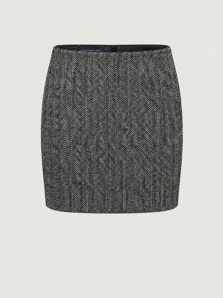 Minigonna tweed spiga antracite 2268FL/4386 NERO ANDREA MORANDO 