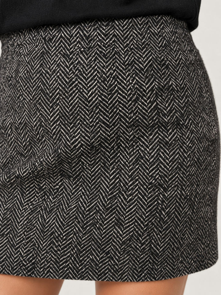 Minigonna tweed spiga antracite 2268FL/4386 NERO ANDREA MORANDO 