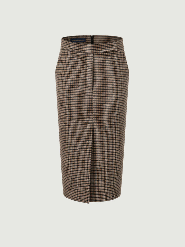 Gonna midi pied de poule beige 3565B CAMEL ANDREA MORANDO 