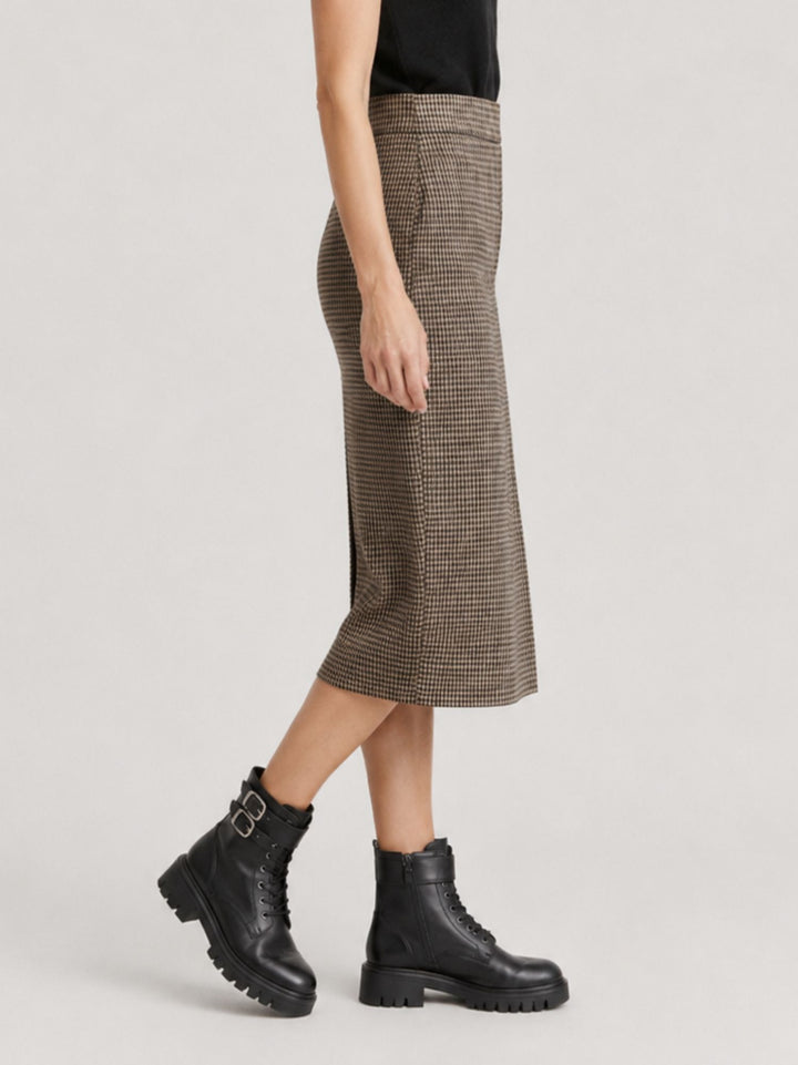 Gonna midi pied de poule beige 3565B CAMEL ANDREA MORANDO 