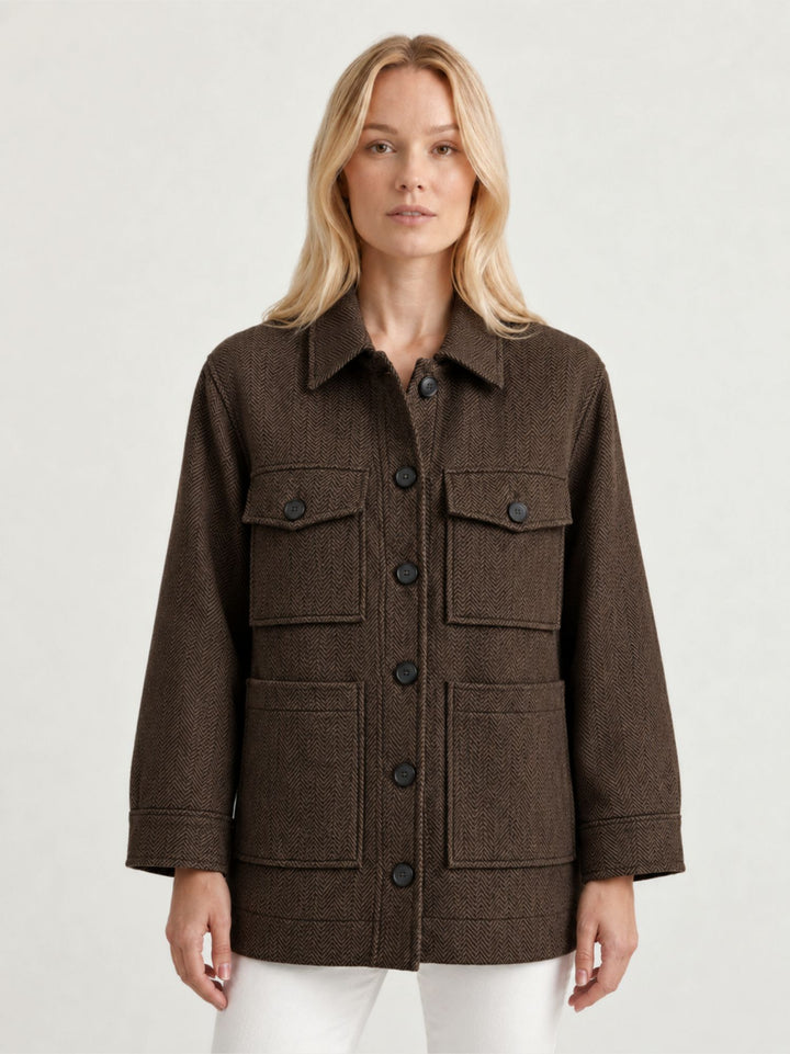 Giacca camicia spigata testa di moro 4341/4246 MORO ANDREA MORANDO 