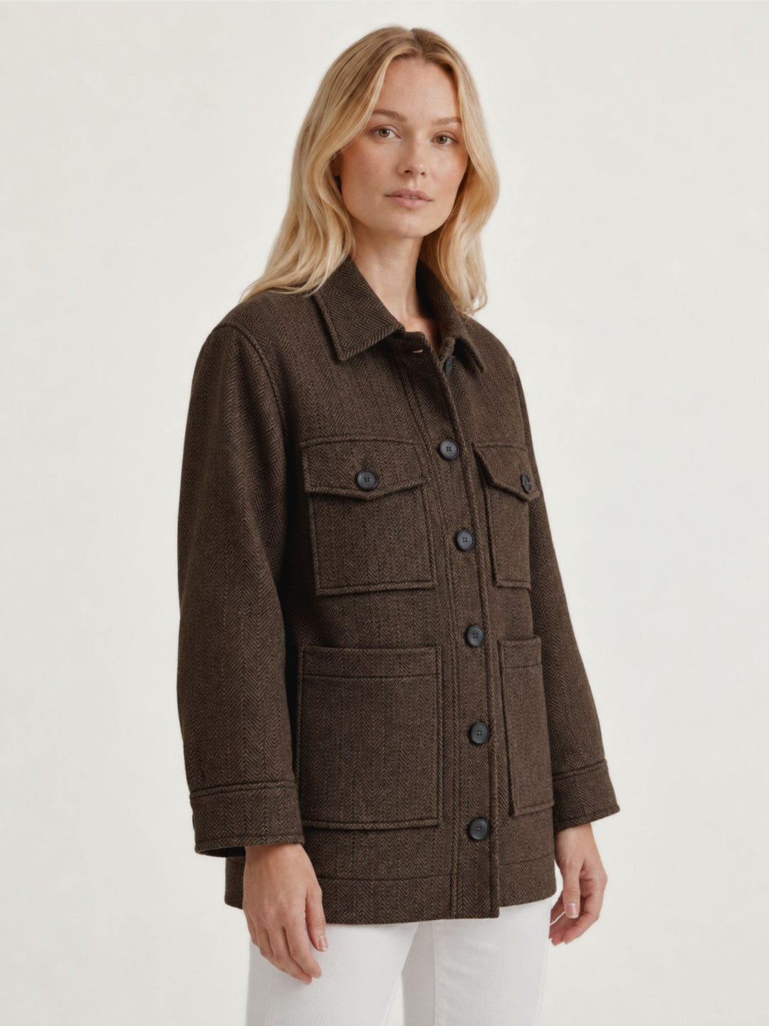 Giacca camicia spigata testa di moro 4341/4246 MORO ANDREA MORANDO 