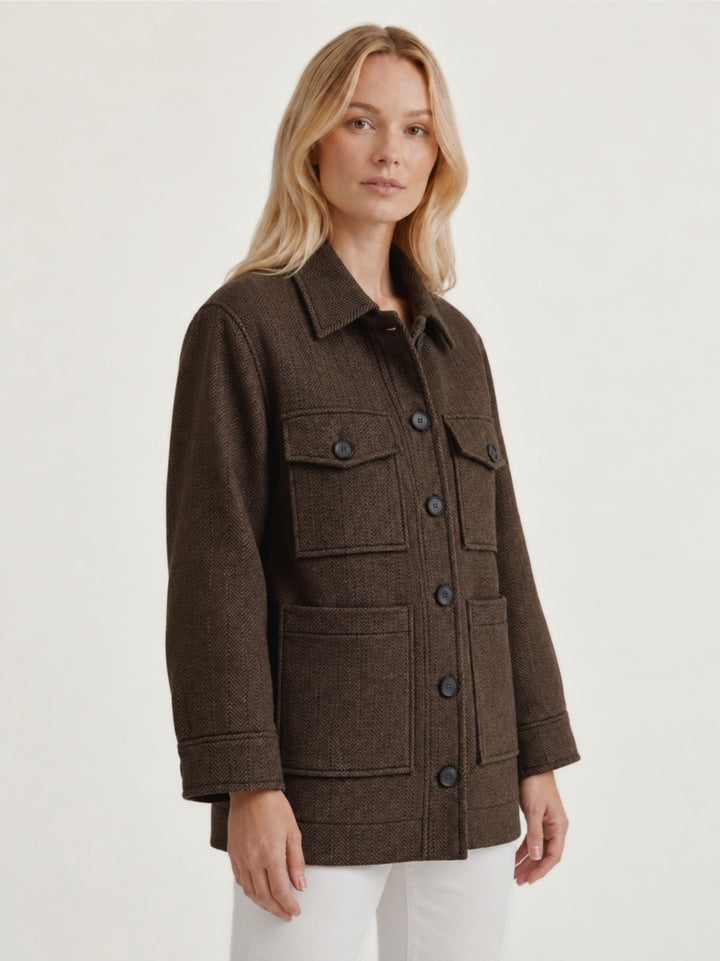Giacca camicia spigata testa di moro 4341/4246 MORO ANDREA MORANDO 