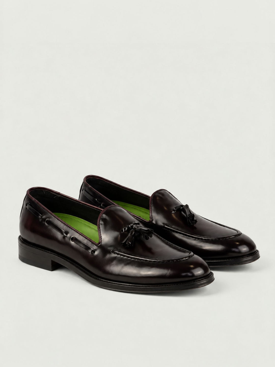 Mocassino con nappine in pelle abrasivata bordeaux 18401 BORDEAUX ANDREA MORANDO 