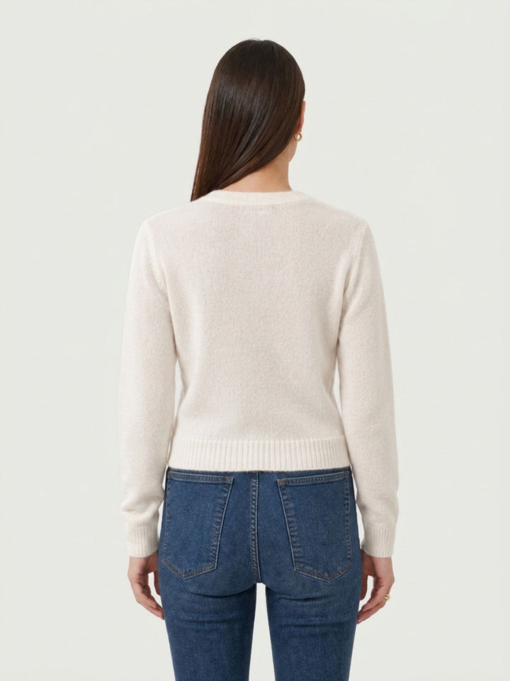 Cardigan Girocollo con Bottoni in Baby Alpaca Panna P0288.330 PANNA IDEA 