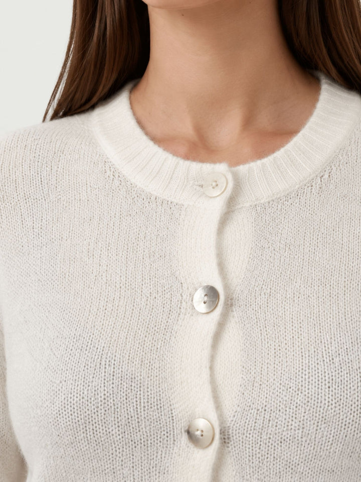 Cardigan Girocollo con Bottoni in Baby Alpaca Panna P0288.330 PANNA IDEA 