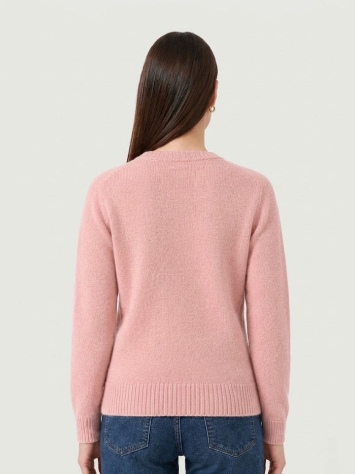 Cardigan Girocollo con Bottoni in Baby Alpaca Rosa P0288.330 ROSA IDEA 
