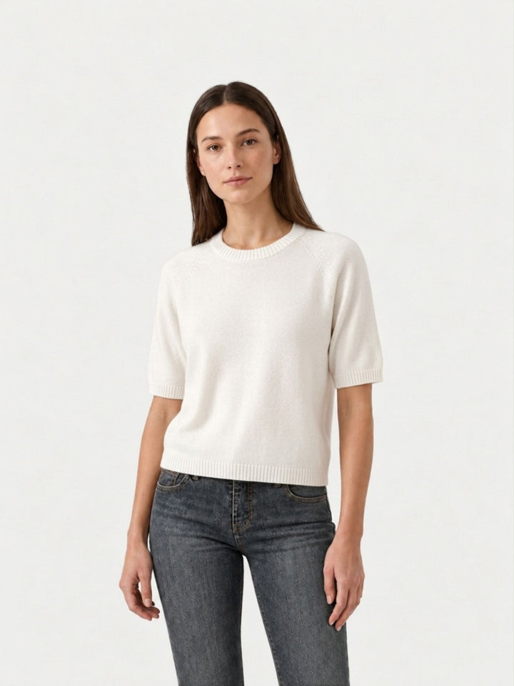 Maglioncino in Baby Alpaca Bianco Panna P0289.330 PANNA IDEA 
