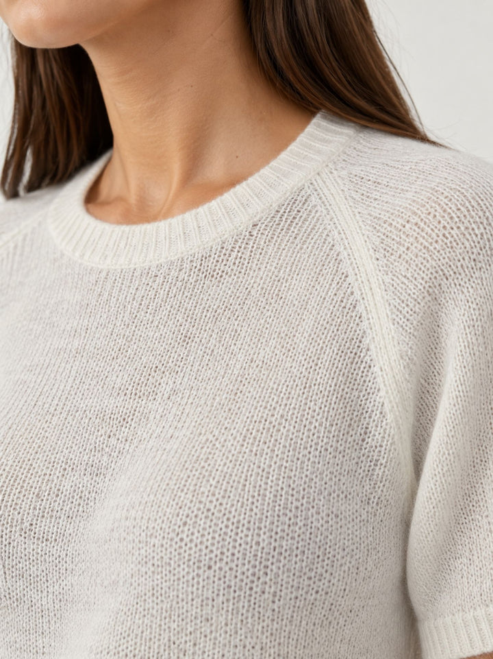 Maglioncino in Baby Alpaca Bianco Panna P0289.330 PANNA IDEA 