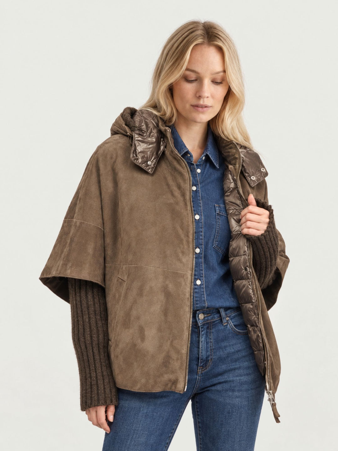 Giacca Alaska in camoscio dark brown ALASKA+IMBOT 57 JACK LEATHER 