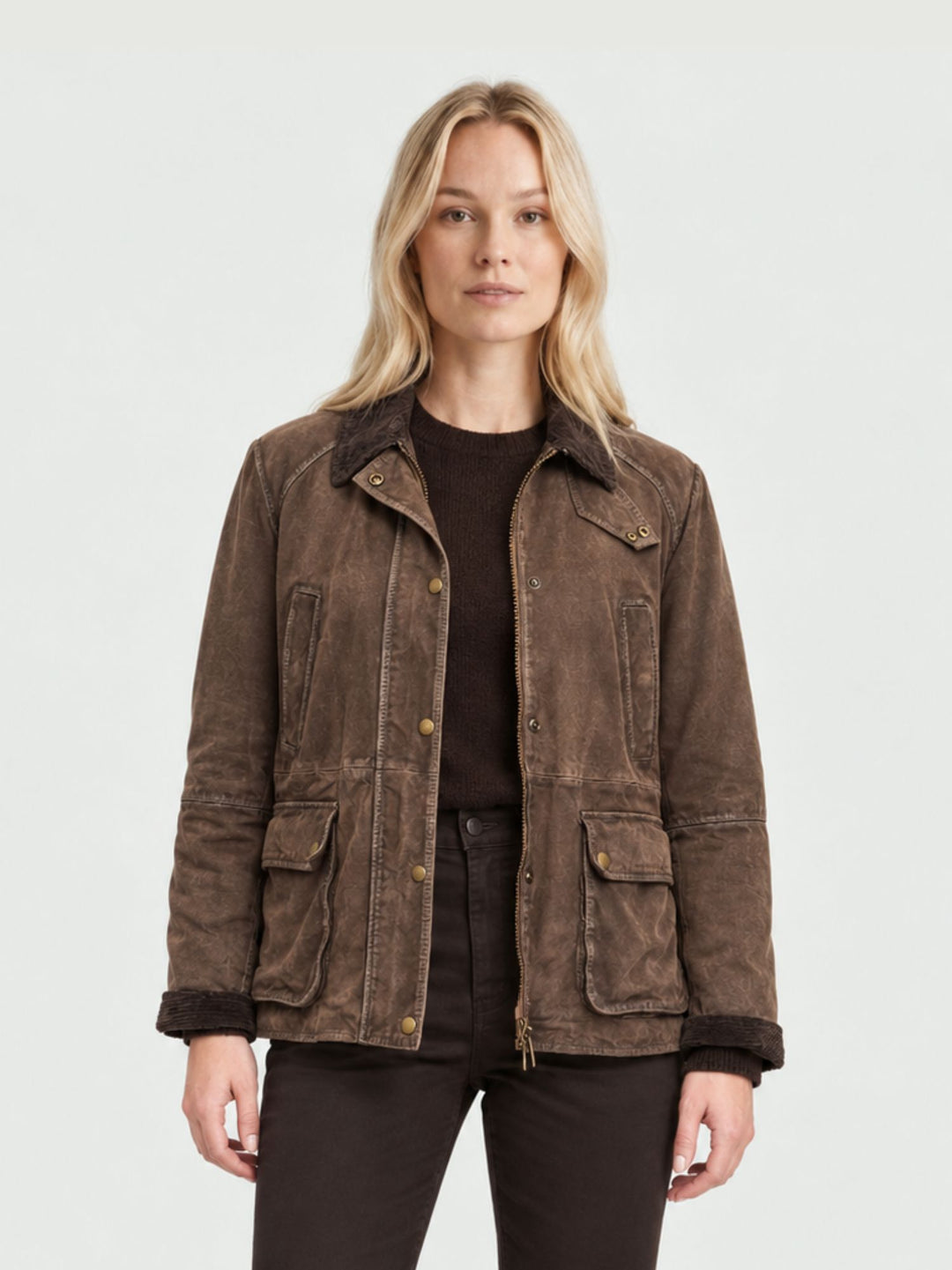 Field Jacket Belvoir in camoscio marrone effetto vissuto BELVOIR 704 JACK LEATHER 