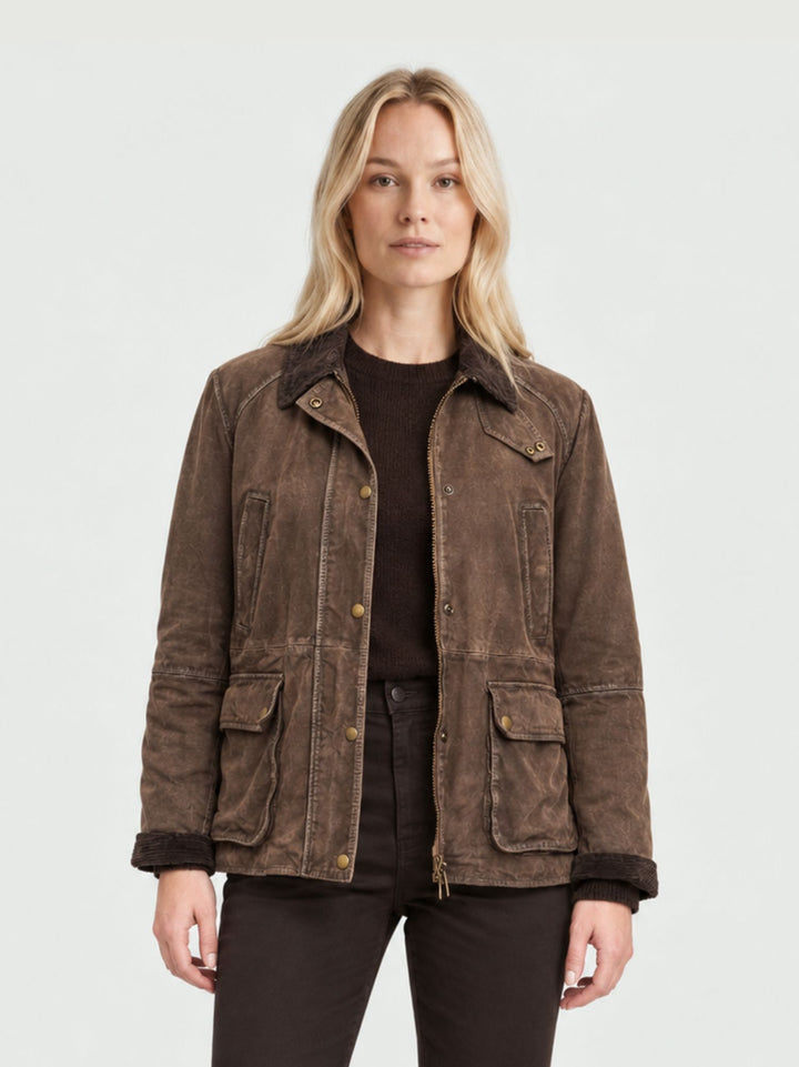 Field Jacket Belvoir in camoscio marrone effetto vissuto BELVOIR 704 JACK LEATHER 