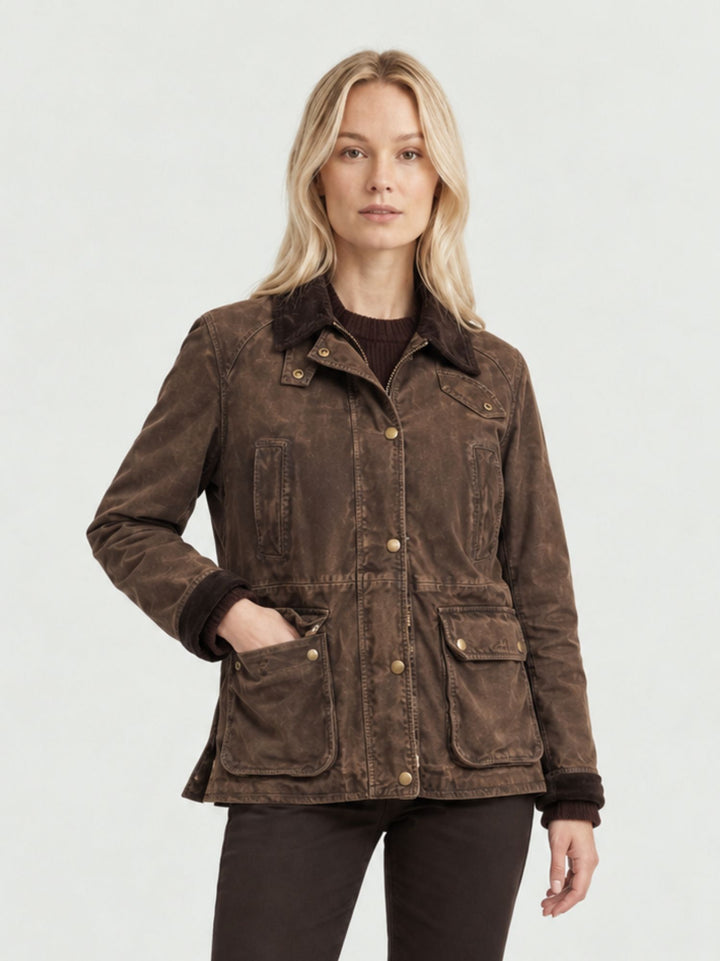 Field Jacket Belvoir in camoscio marrone effetto vissuto BELVOIR 704 JACK LEATHER 
