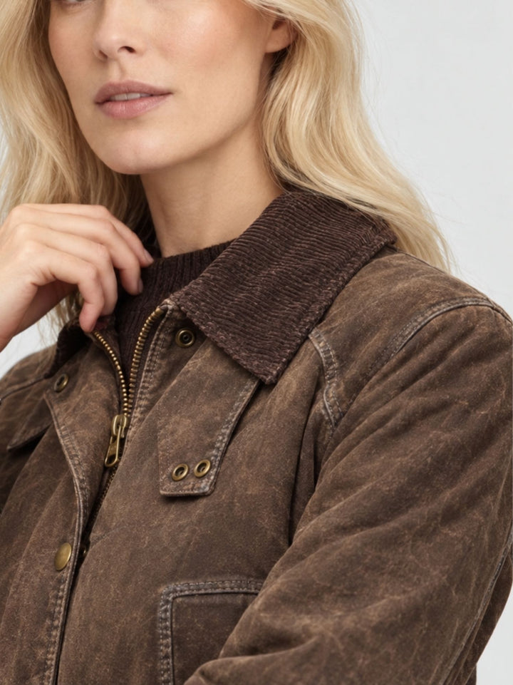 Field Jacket Belvoir in camoscio marrone effetto vissuto BELVOIR 704 JACK LEATHER 