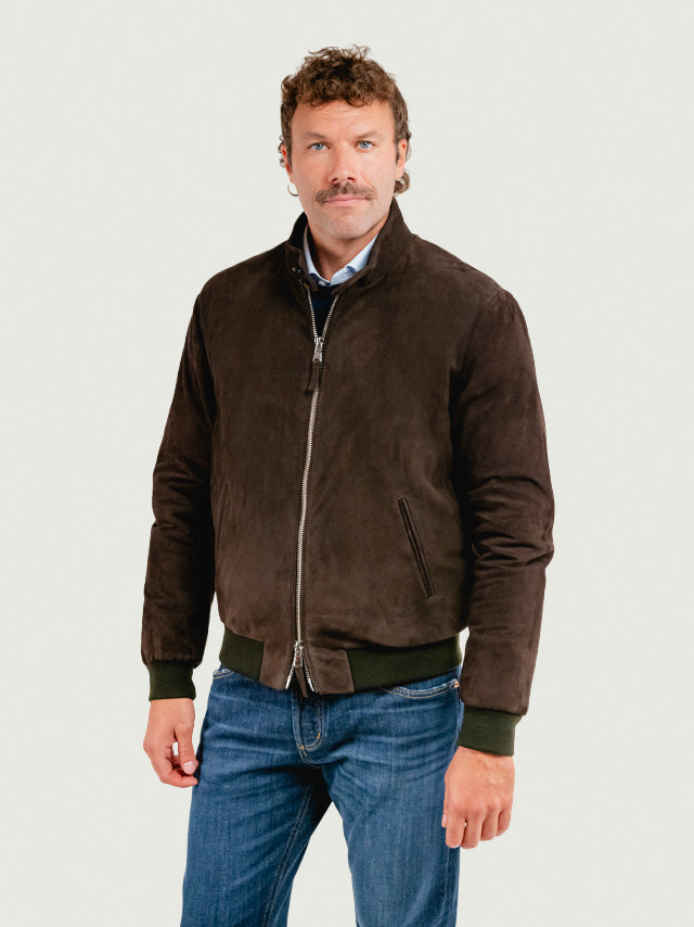 Bomber Elvis in pelle scamosciata moka ELVIS 86 JACK LEATHER 