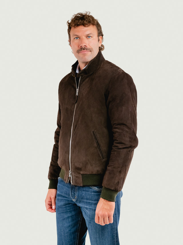 Bomber Elvis in pelle scamosciata moka ELVIS 86 JACK LEATHER 