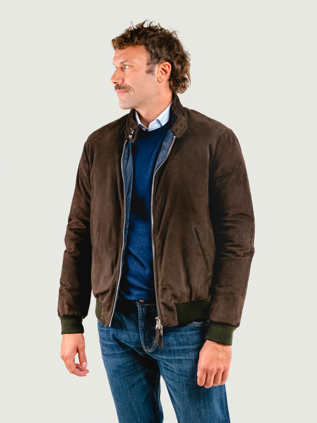 Bomber Elvis in pelle scamosciata moka ELVIS 86 JACK LEATHER 