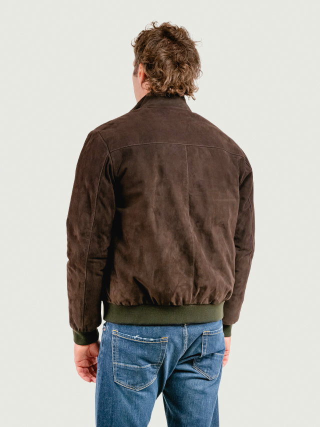 Bomber Elvis in pelle scamosciata moka ELVIS 86 JACK LEATHER 