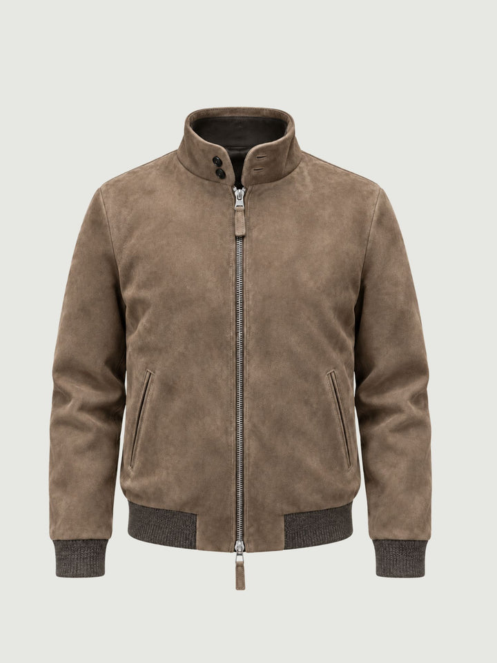 Bomber Elvis in pelle scamosciata tortora ELVIS J33 JACK LEATHER 