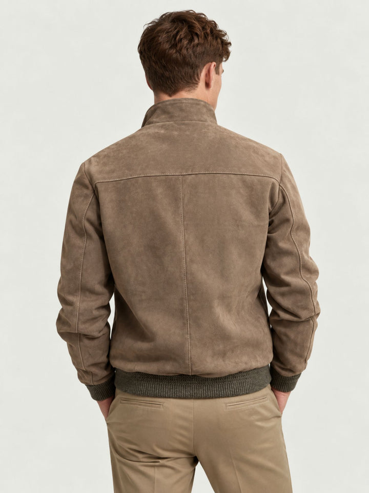 Bomber Elvis in pelle scamosciata tortora ELVIS J33 JACK LEATHER 