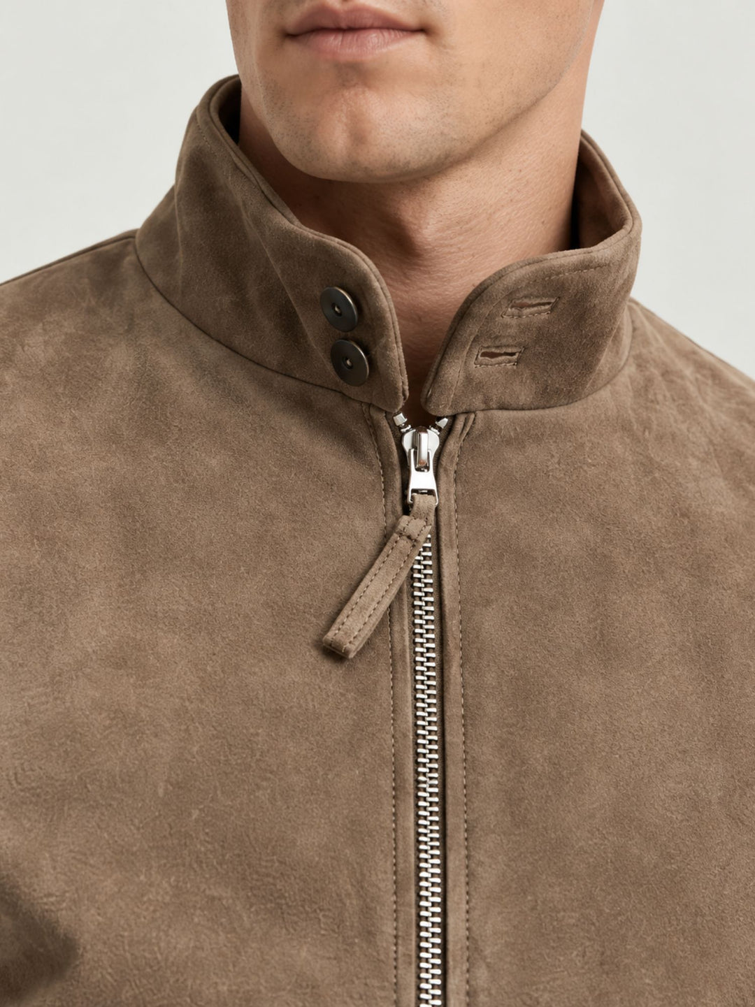 Bomber Elvis in pelle scamosciata tortora ELVIS J33 JACK LEATHER 
