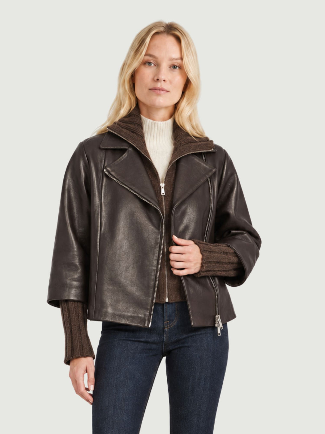 Giacca Gemini in nappa marrone scuro GEMINI 06 JACK LEATHER 