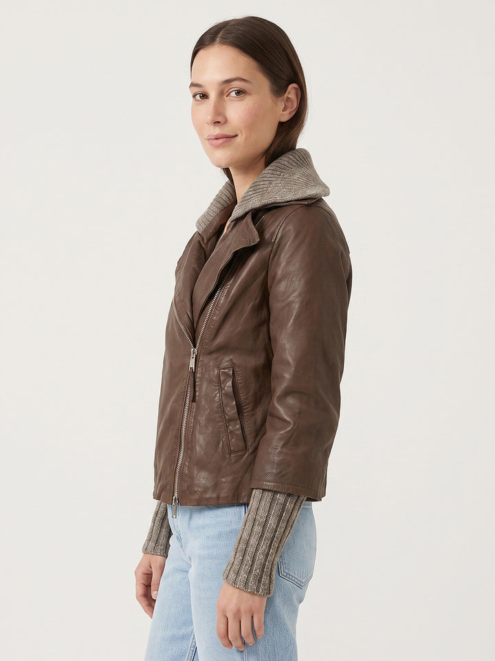 Giacca Gemini in nappa cioccolato GEMINI J31 JACK LEATHER 