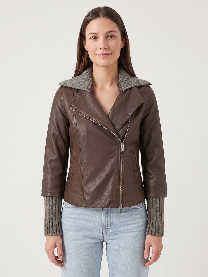 Giacca Gemini in nappa cioccolato GEMINI J31 JACK LEATHER 