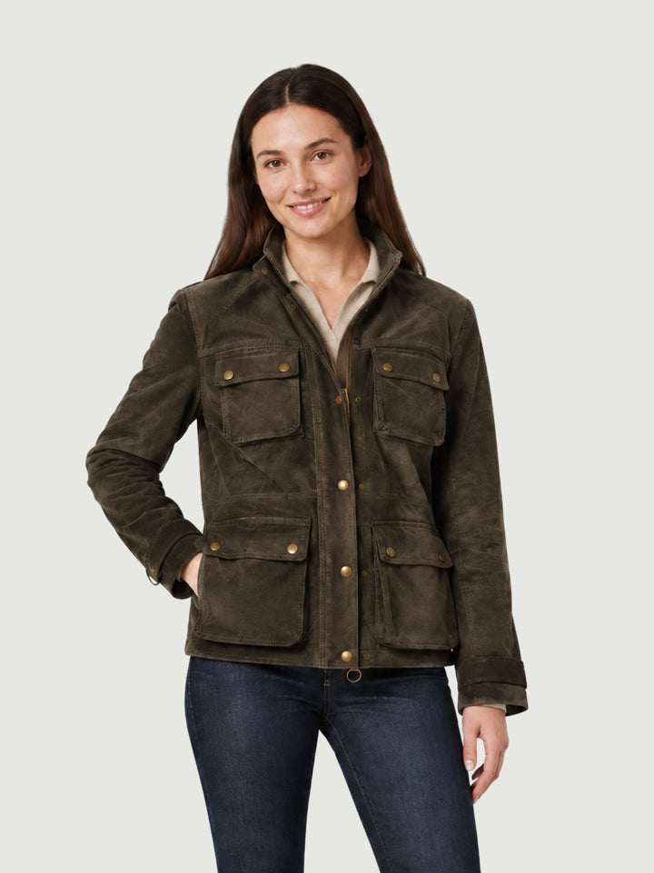 Field Jacket Islay in camoscio verde muschio ISLAY 651 JACK LEATHER 