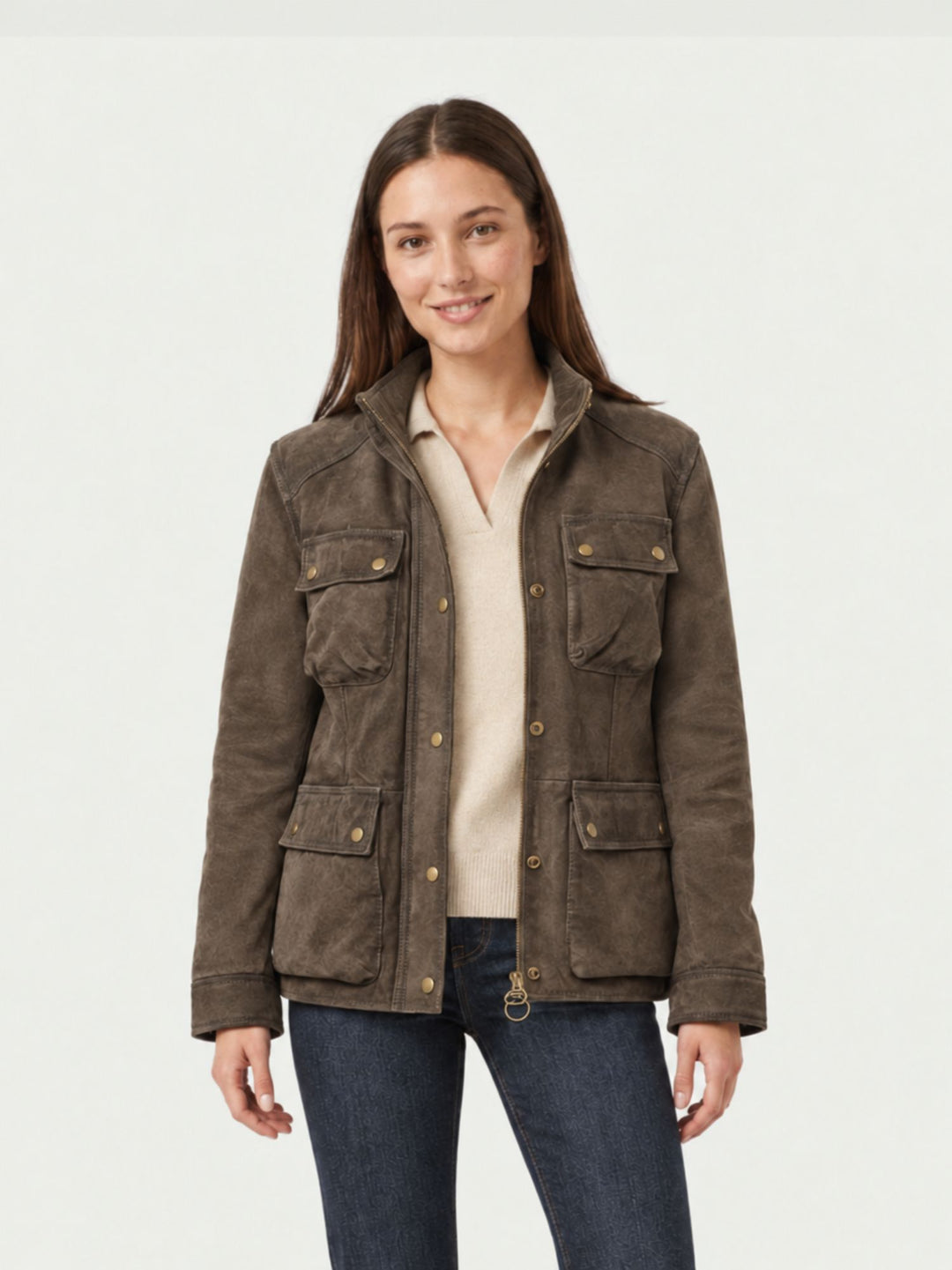 Field Jacket Islay in camoscio verde muschio ISLAY 651 JACK LEATHER 