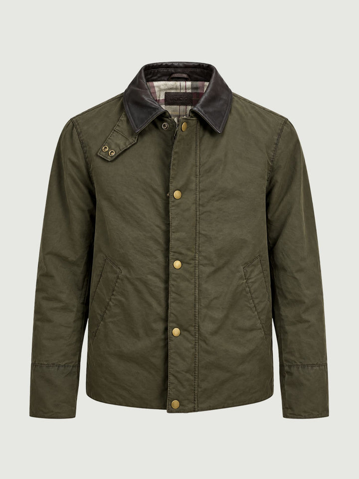 Giacca Romolo in cotone verde militare con applicazioni ROMOLO 705 JACK LEATHER 