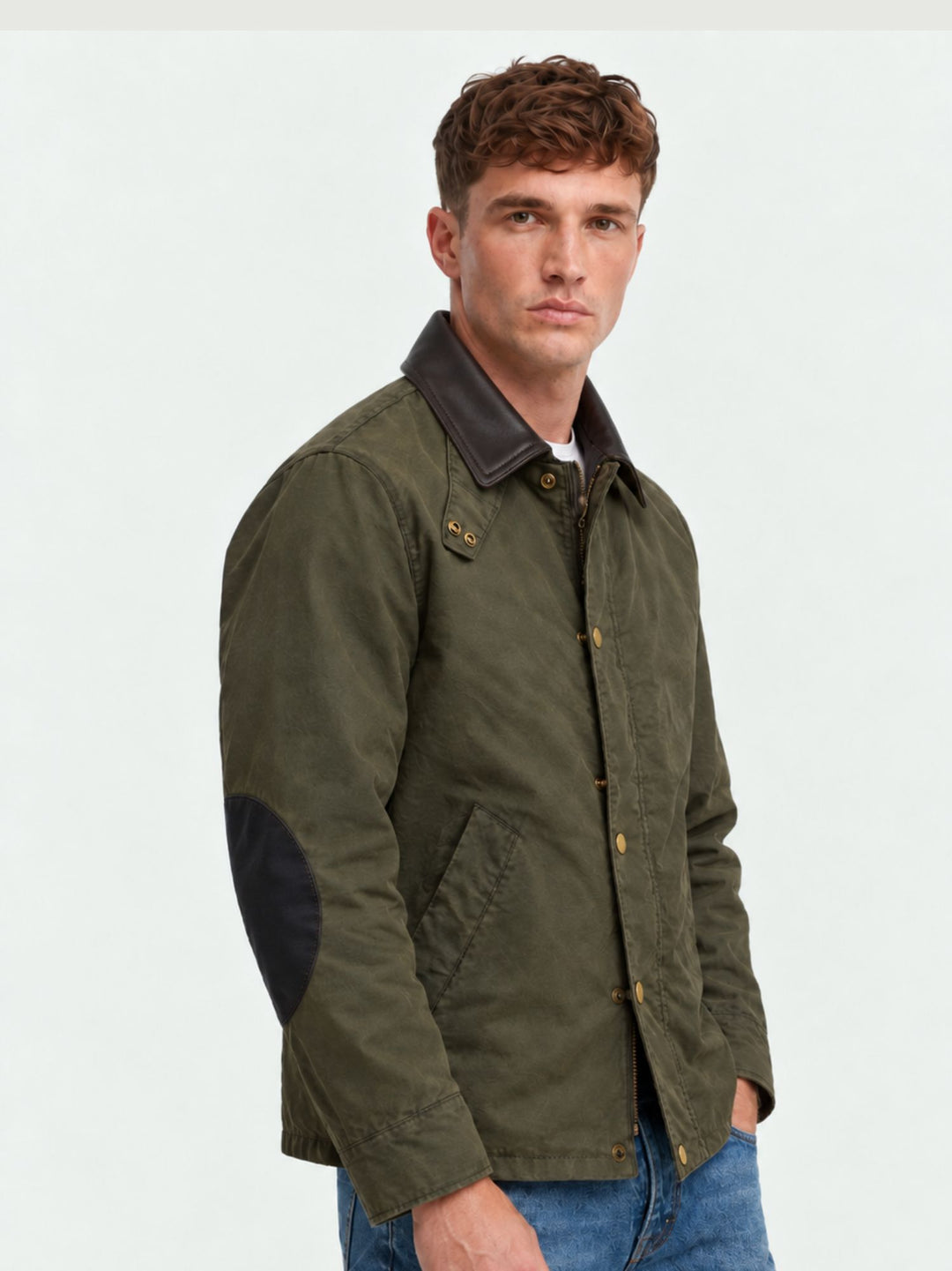 Giacca Romolo in cotone verde militare con applicazioni ROMOLO 705 JACK LEATHER 